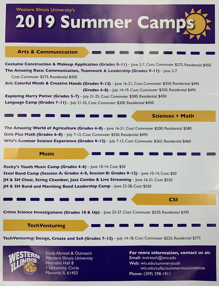 2019 Summer Camps at WIU